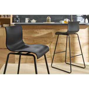 Tabourets de bar design noir 76 cm (lot de 2) ONA
