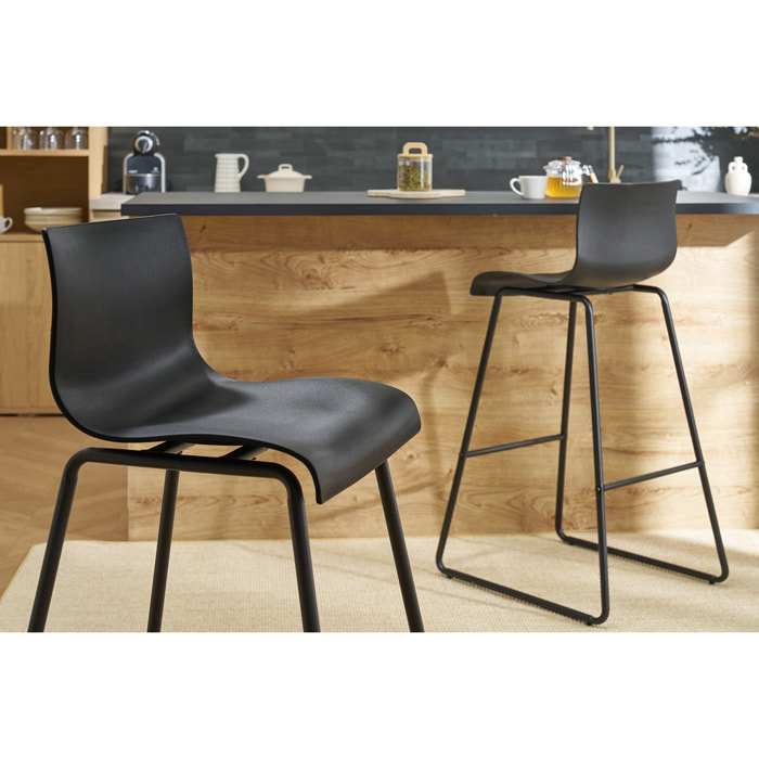 Tabourets de bar design noir 76 cm (lot de 2) ONA