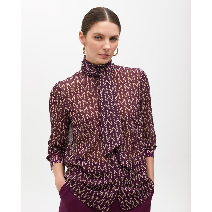 Camicia con logo e fiocco al collo