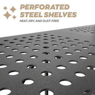 Smithers - Scaffale Carrello Pieghevole Salvaspazio 72x90x33,5 cm 3 Ripiani Richiudibile in Metallo Nero