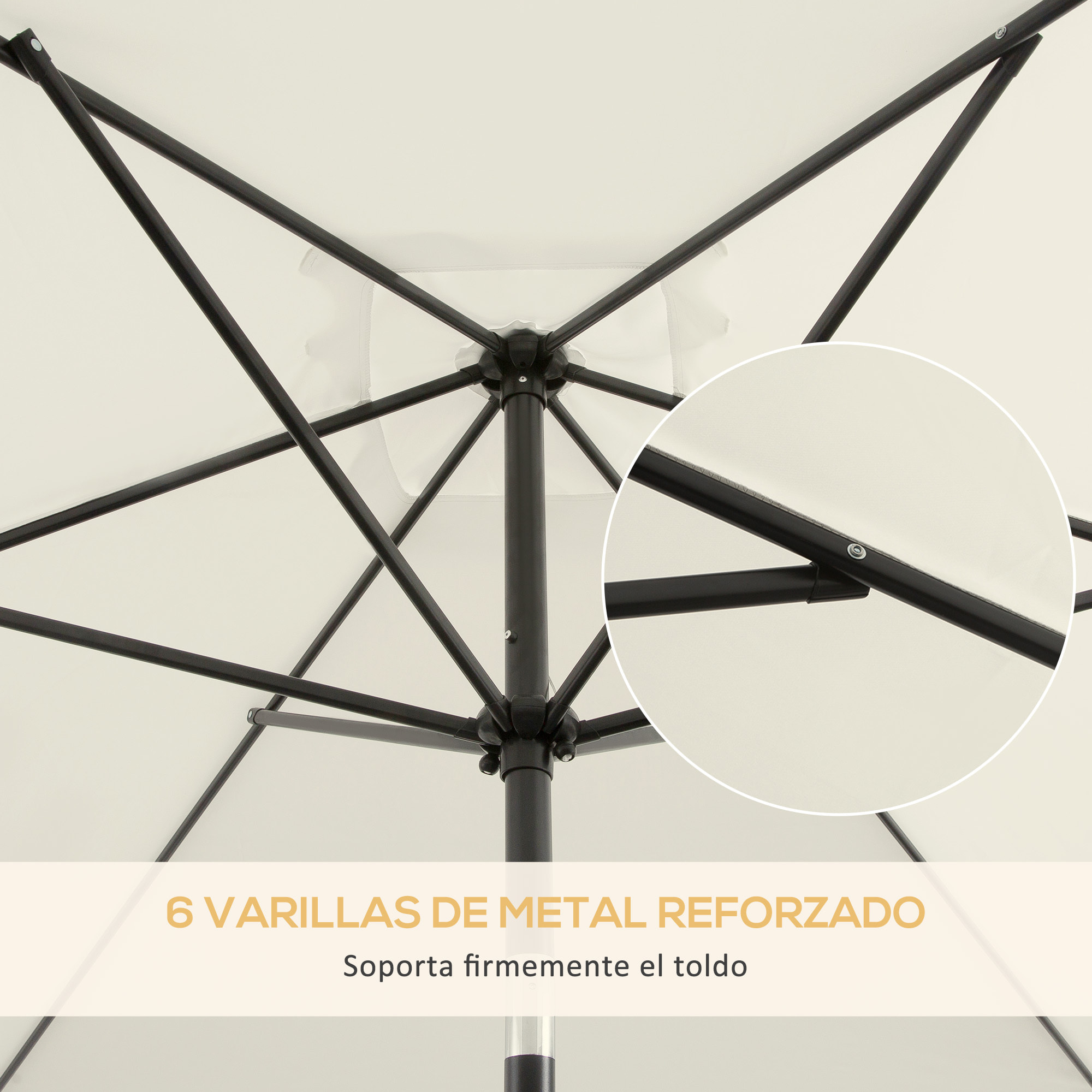 Sombrilla de Terraza Exterior 195x295 cm Parasol de Terraza Exterior con Ángulo Ajustable Mástil de Aluminio y Anti-UV Sombrilla para Jardín Patio Crema