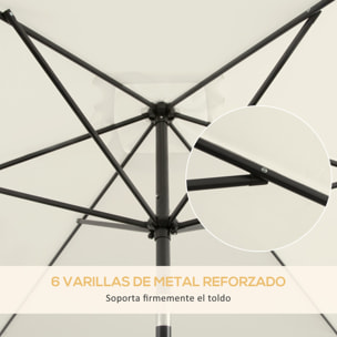 Sombrilla de Terraza Exterior 195x295 cm Parasol de Terraza Exterior con Ángulo Ajustable Mástil de Aluminio y Anti-UV Sombrilla para Jardín Patio Crema