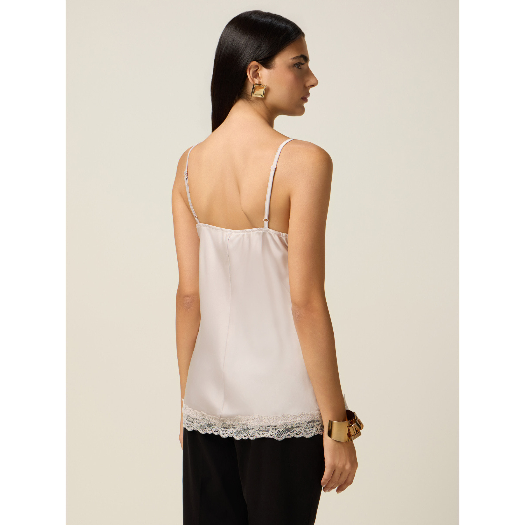 Oltre - Top lingerie in raso e pizzo - Beige