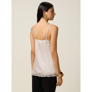 Oltre - Top lingerie in raso e pizzo - Beige