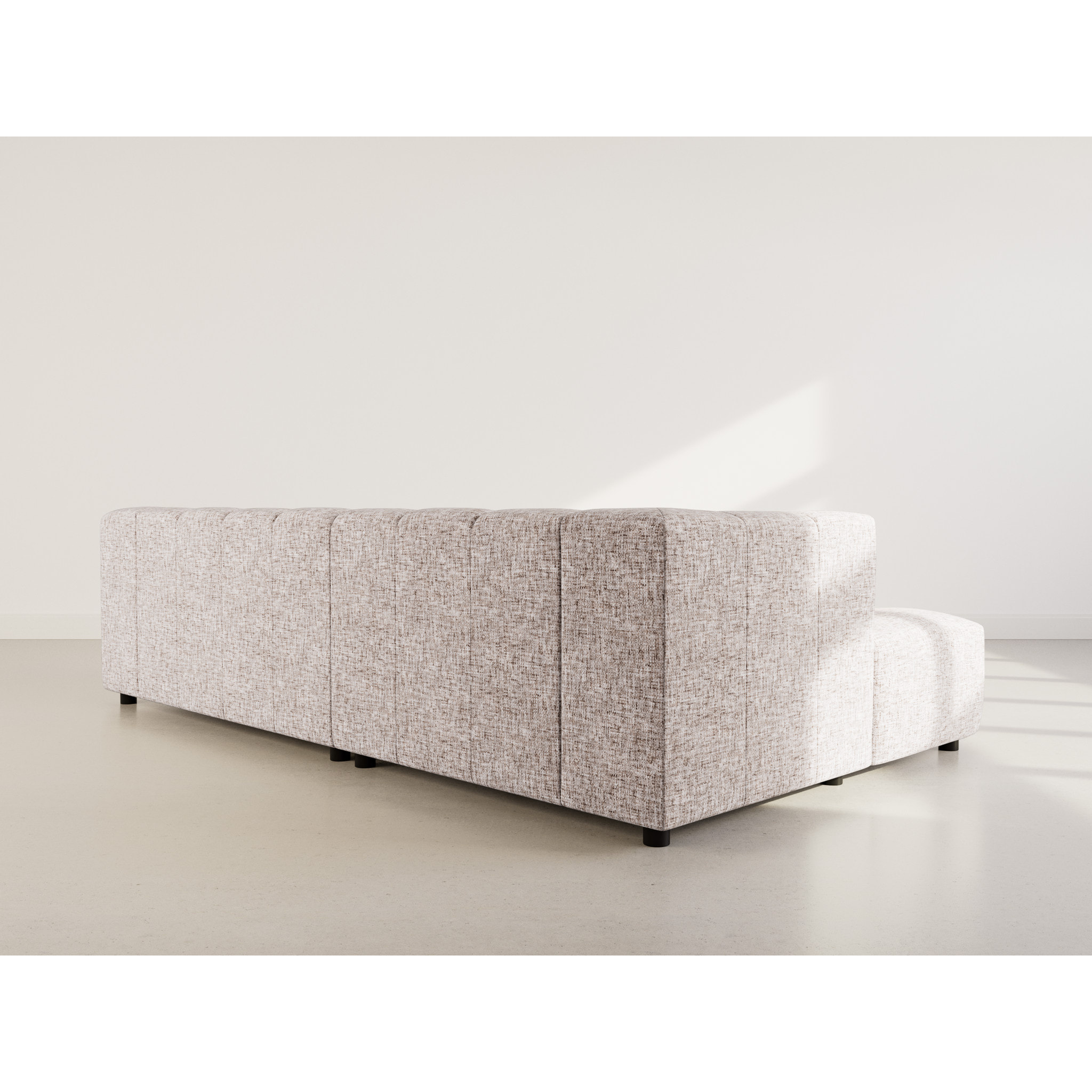 Curtis - canapé d'angle gauche 4 places avec accoudoir en tissu texturé - Taupe