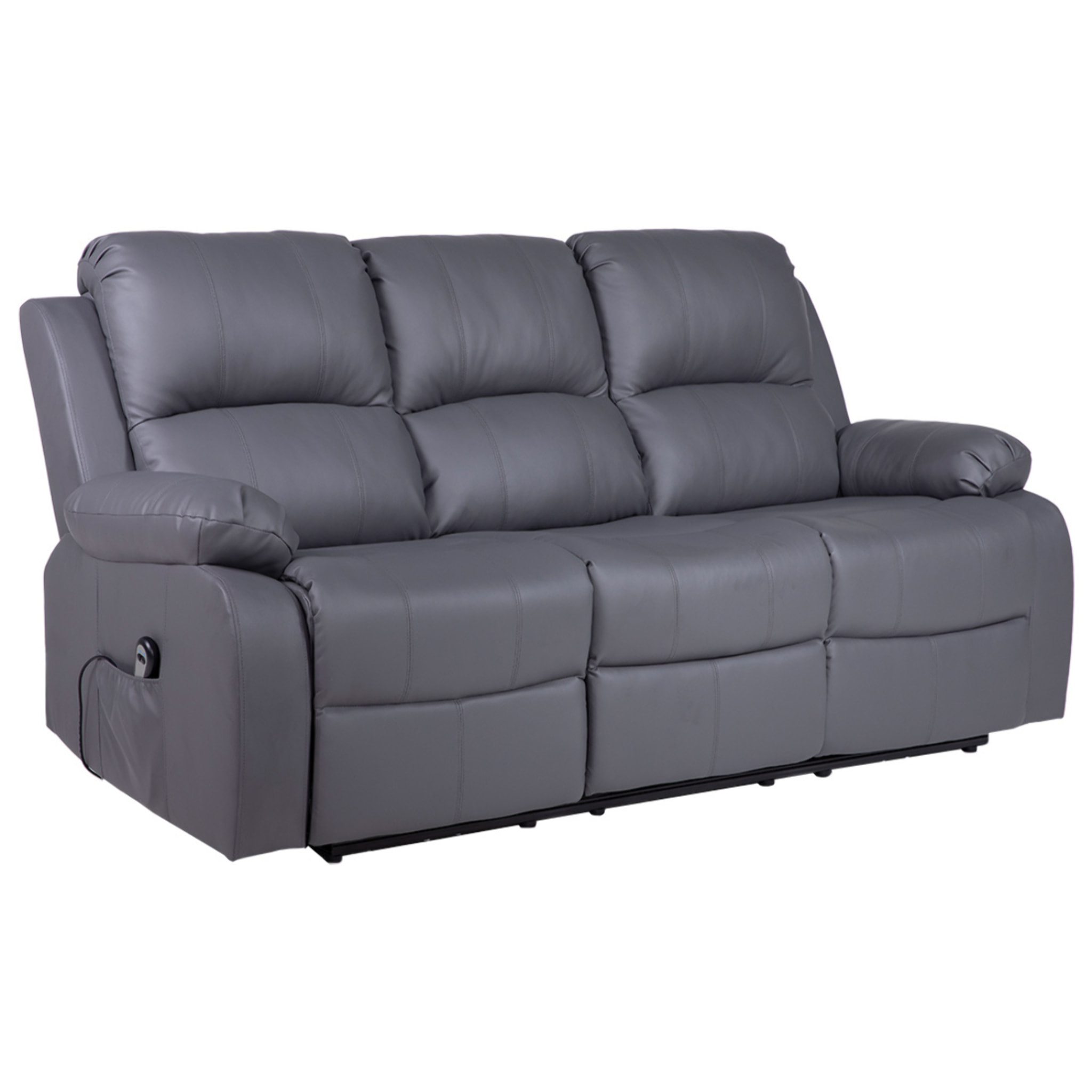 Armand - Canapé 3 places relax électrique en simili - Gris