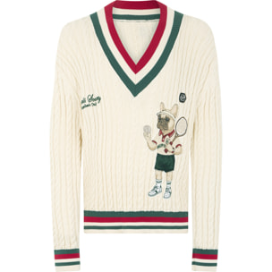 PHILIPP PLEIN V-Neck Pullover Plein Tennis
