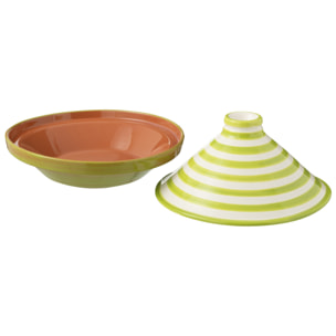 J-Line tajine Granada Stripes - céramique - blanc/orange