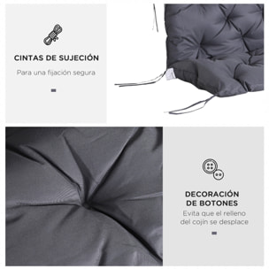 Cojín para Banco de 3 Plazas con Respaldo 150x98x8 cm para Jardín Terraza Gris