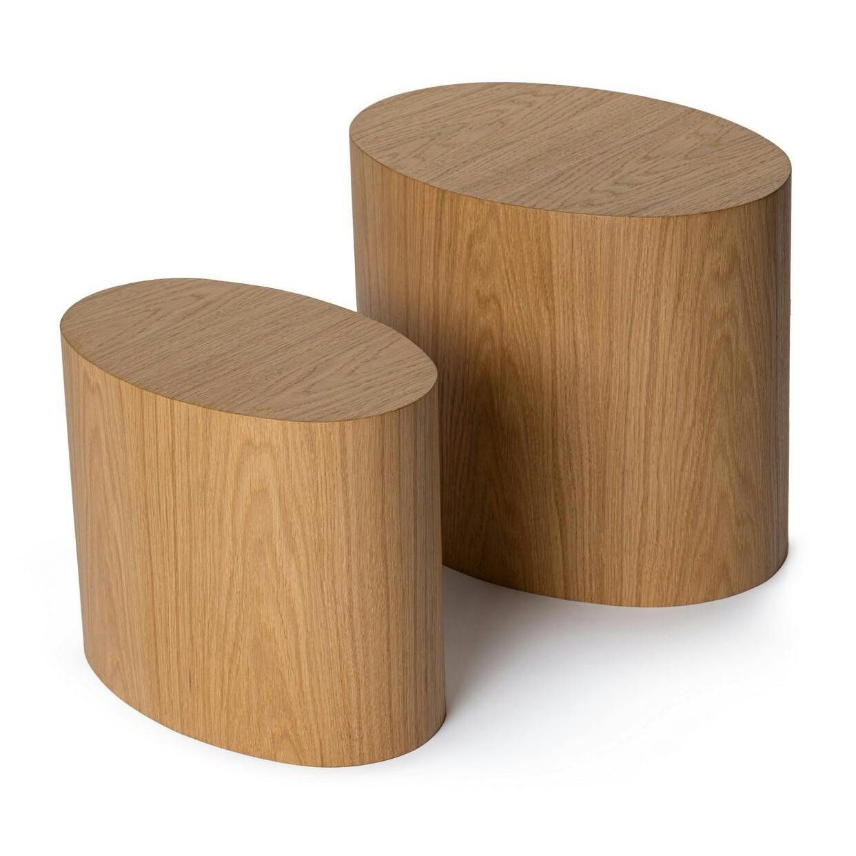 Bout de canapé design effet bois - forme ovale (2 pièces) MARFA