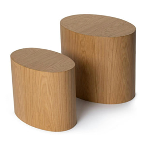 Bout de canapé design effet bois - forme ovale (2 pièces) MARFA