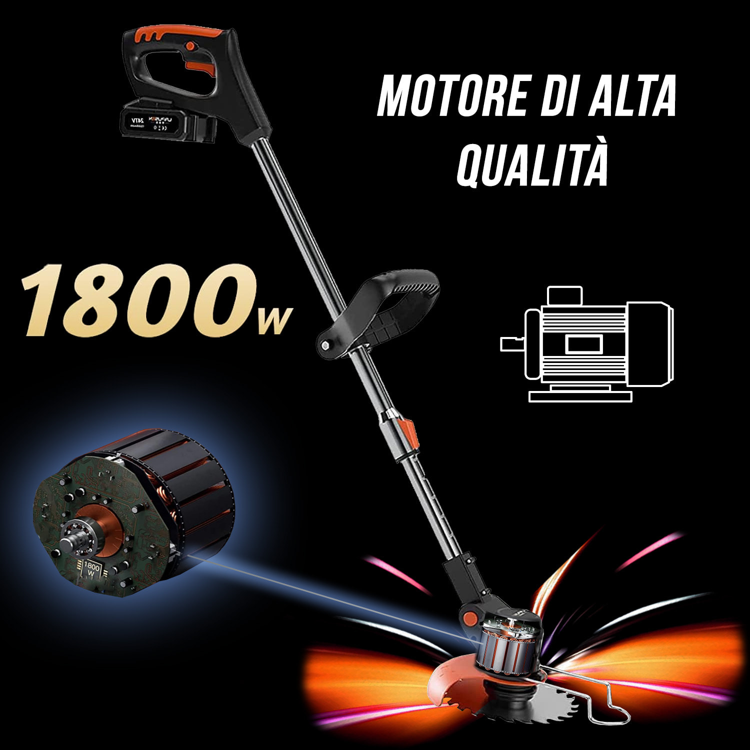 Tagliaerba Batteria Regolabile Decespugliatore A Batteria - Tagliabordi Elettrico Con 2 Batterie E 3 Lame Per Giardino Decespugliatore A Batteria Con 2 Batterie E 3 Tipi Lame - Foto 5