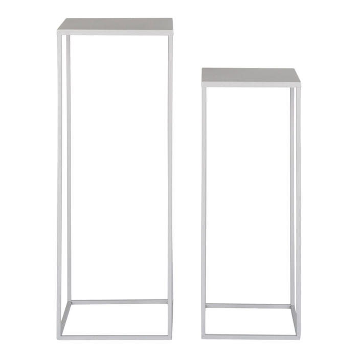 Set 2 Supporti Porta-Vaso Beja in Acciaio — Sabbia Ø19×50 e Ø22×60 cm
