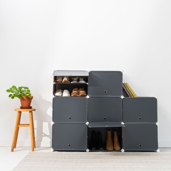Scarpiera modulare portatile - 28 paia - grigio - 84x128x32 cm