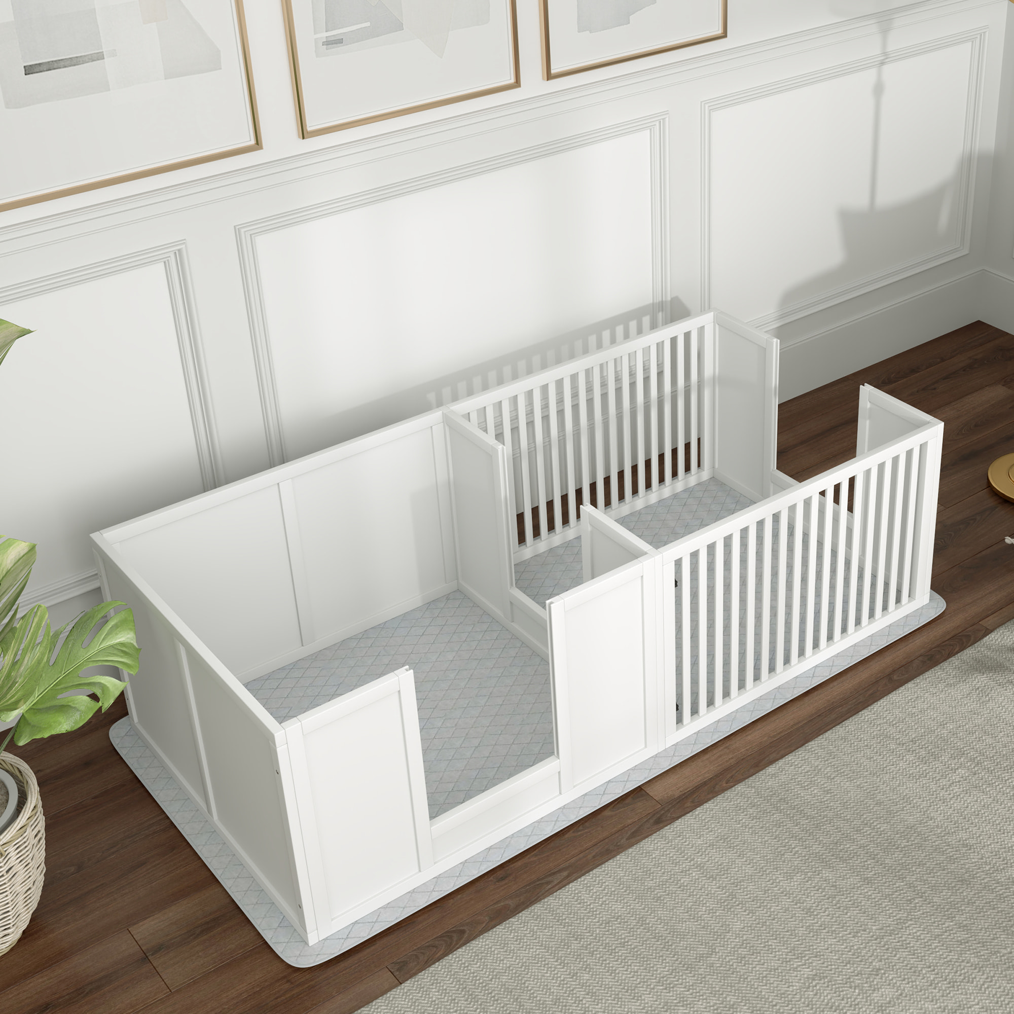Parc de mise bas pour chien - caisse de mise bas pour chien - hauteur porte réglable - 166 x 80 x 50 cm, blanc
