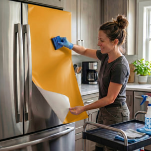 Rouleau adhésif décoratif Vinyle au Mètre - Jaune moutarde - Sticker Lavable Imperméable Mur Cuisine Meubles