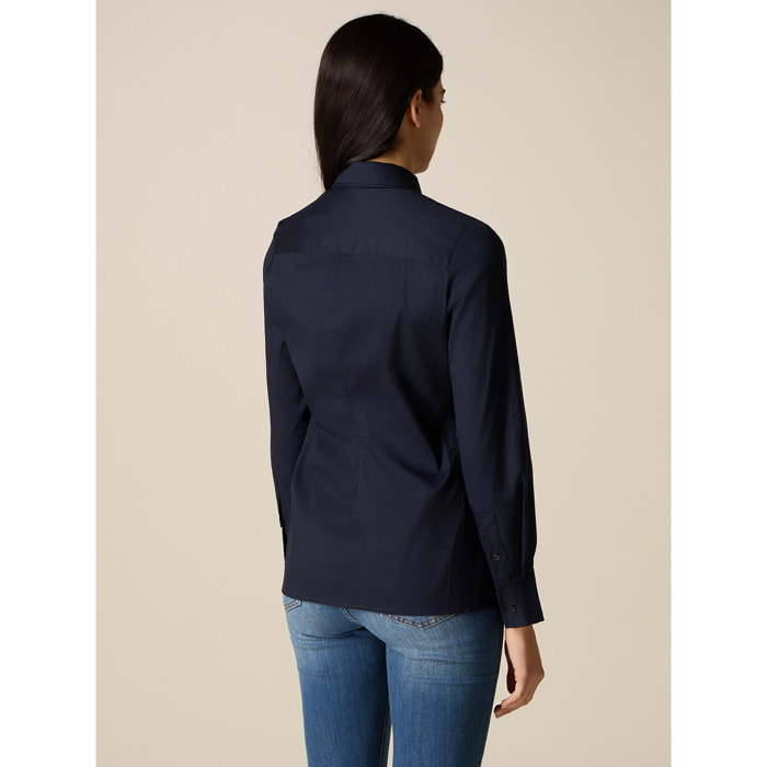 Oltre - Camicia basic in popeline - Blu