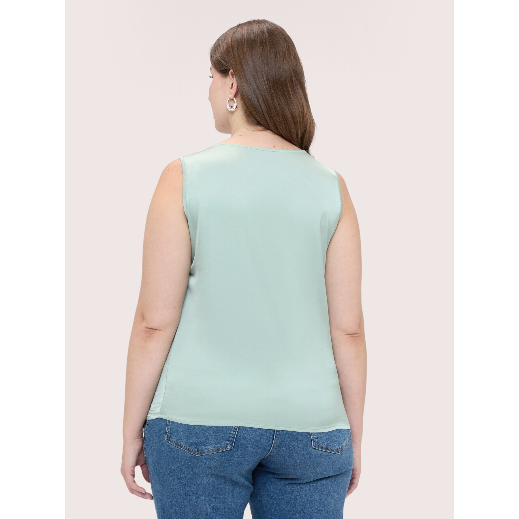 Fiorella Rubino - Blusa de raso elástico con drapeado asimétrico - Verde claro
