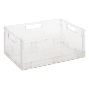 Boîte de rangement "Fold n Box" pliable et empilable beige 22L