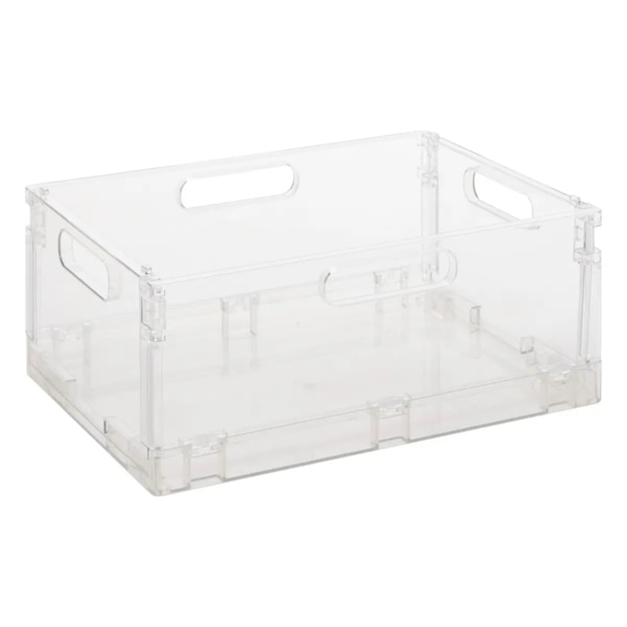 Boîte de rangement "Fold n Box" pliable et empilable beige 22L