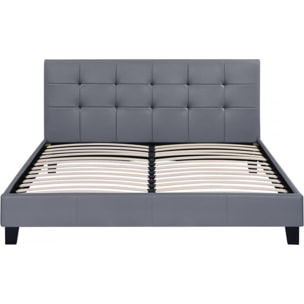 Lit double en pvc "Julia" - 140 x 190 cm - Gris