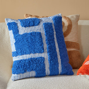 Coussin "Poppy" coton tufté bleu clair 50x50cm