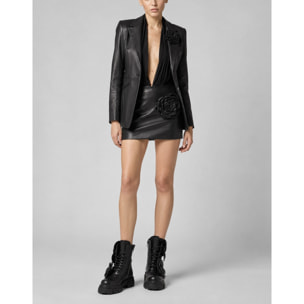 PHILIPP PLEIN Minifalda de cuero FLOWER