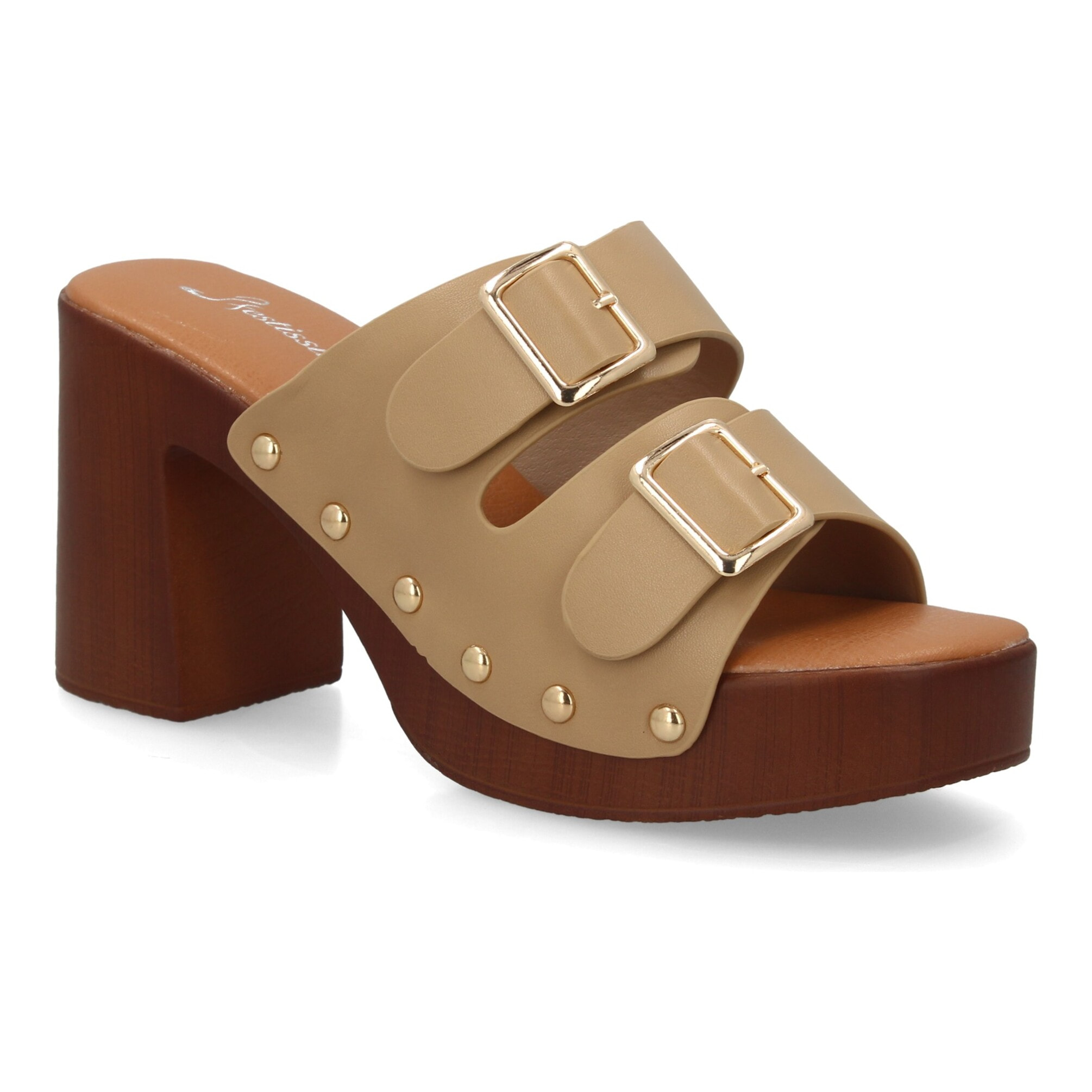 Sandalia plataforma mujer con hebillas y tachuelas