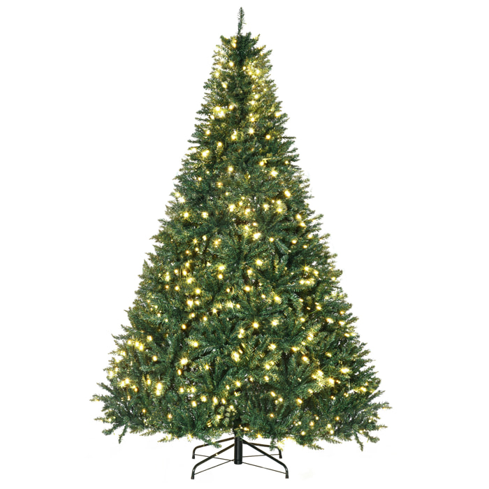 Sapin de Noël artificiel lumineux LED x 700 blanc chaud + support pied Ø 132 x 210H cm 2154 branches vert