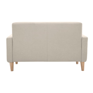 Canapé scandinave 2 places en tissu beige et bois clair LUNA