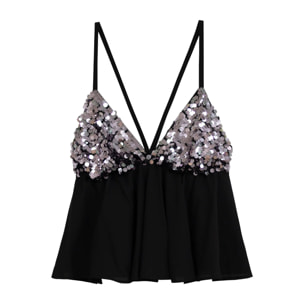 Top de mujer de tirantes con lentejuelas