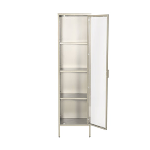 Buffet. vaisselier acier et verre trempé 1 porte 160cm beige - Arkansas