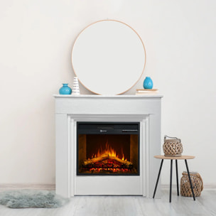 Bellini - Camino Elettrico Da Terra con Effetto Fiamma 96x96x35 cm in Legno Bianco