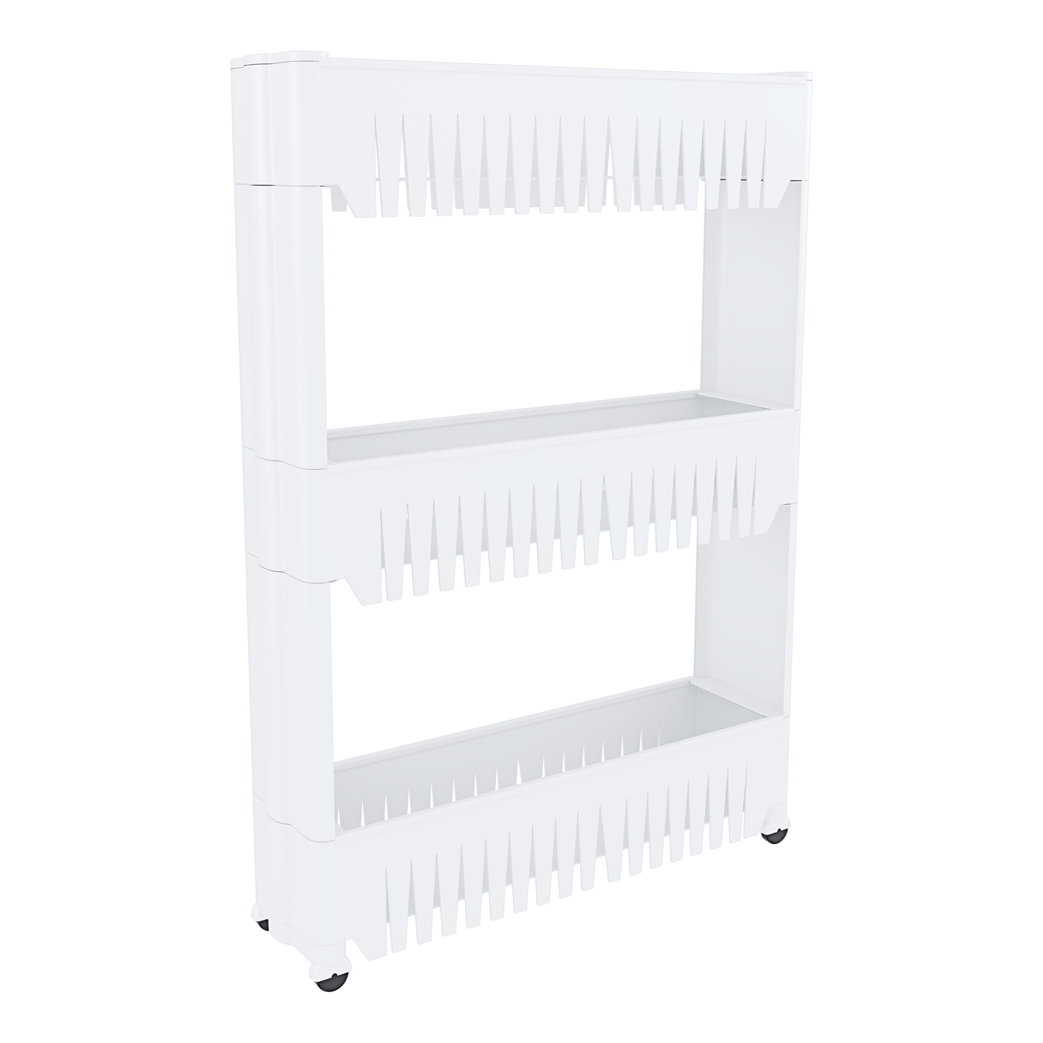 Carrello Da Cucina Salvaspazio Carrellino Portaoggetti Con Rotelle Ruote 3 Ripiani Dispensa Bagno Fino a 2.5 Kg Per Ripiano 72 x 12,5 x 54 cm Bianco