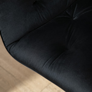 Chaise de bureau velours design Chesterfield effet capitonné piètement métal noir
