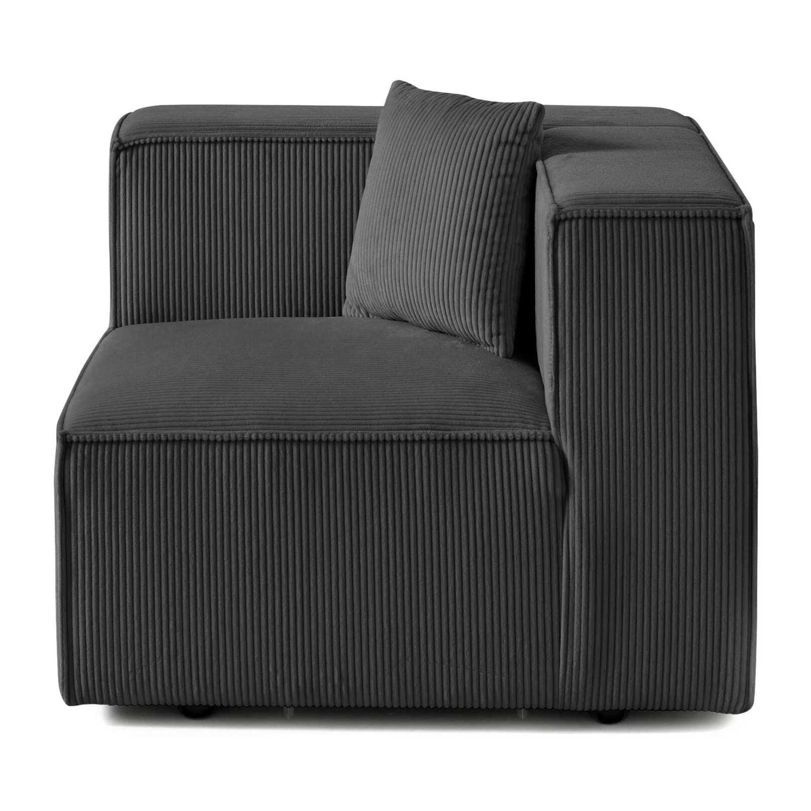 Arty - module d'assise gauche - en velours côtelé - Gris foncé