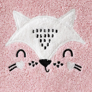 Bavoir enfant pur coton 420 g/m² brodé rose Petite renarde rose