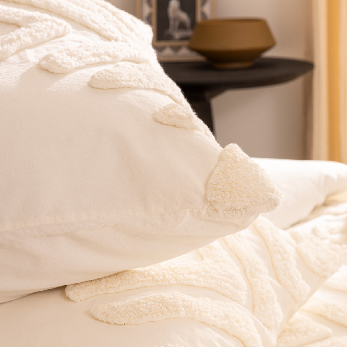 Parure de lit Inuit dreams coton blanc ivoire 240x220cm