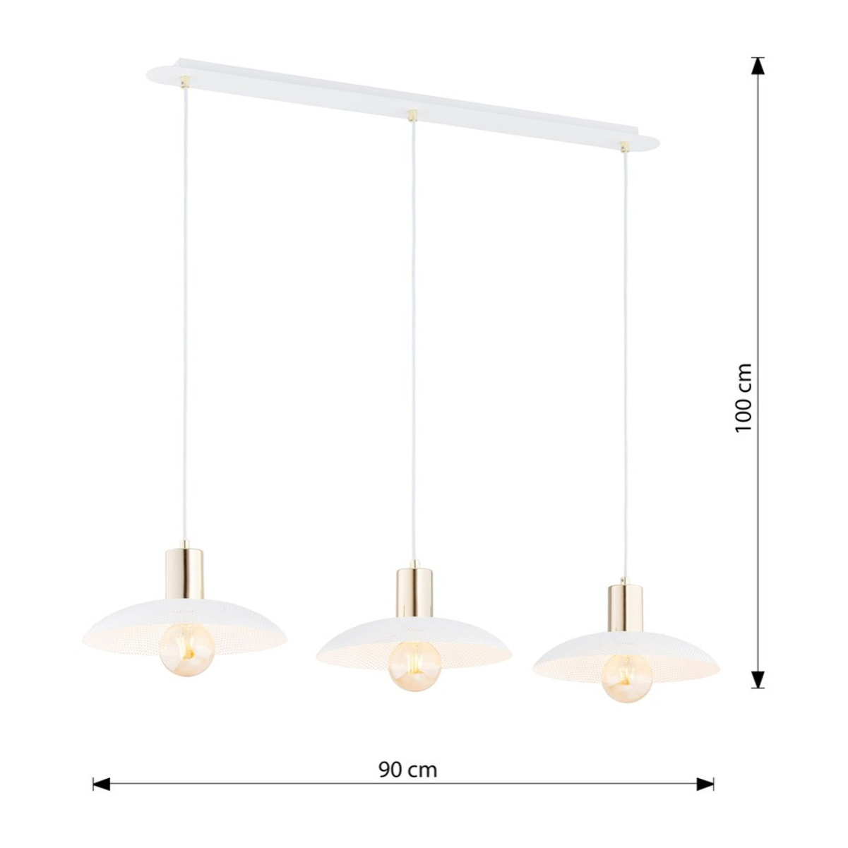 Lampada a sospensione SPIRIT a tre luci in acciaio bianco