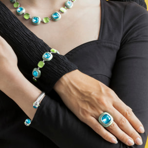 Pulsera con Cristal Azul acabado plata