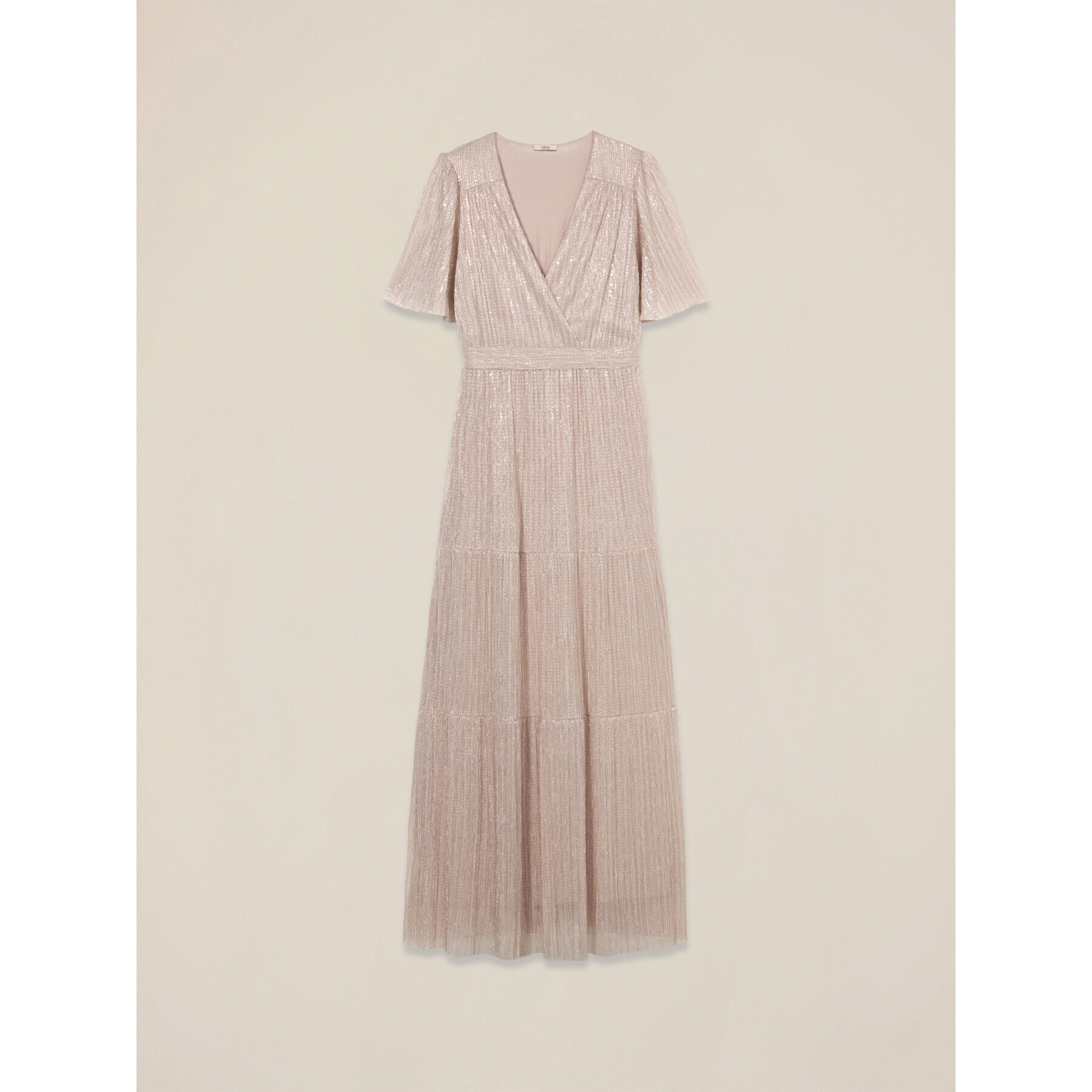 Oltre - Vestido largo de lurex plisado - Rosa