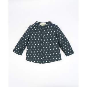 CAMISA CUELLO PICO ARBOLITOS AZUL MARINO