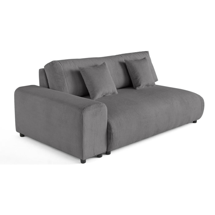 Garance - module d'assise 3 places avec accoudoir gauche - en velours côtelé - Gris foncé