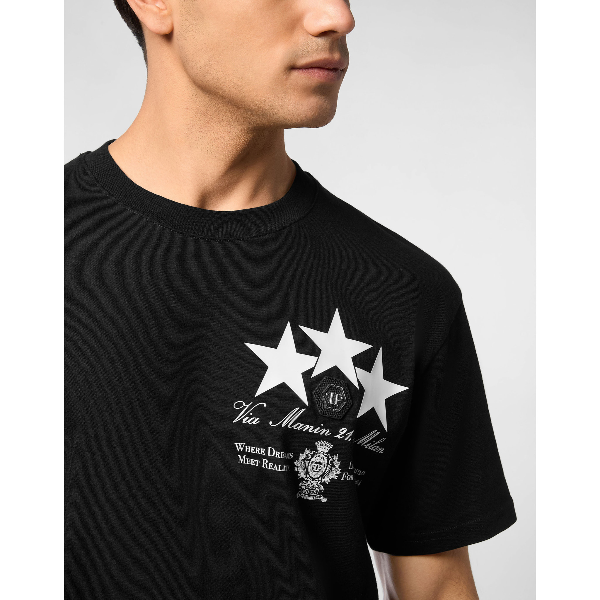 PHILIPP PLEIN Camiseta de cuello redondo y manga corta STARS