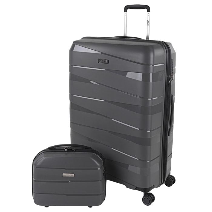 Juego De Maletas Rígidas Pp Jaslen Stuttgart Marron Metalizado