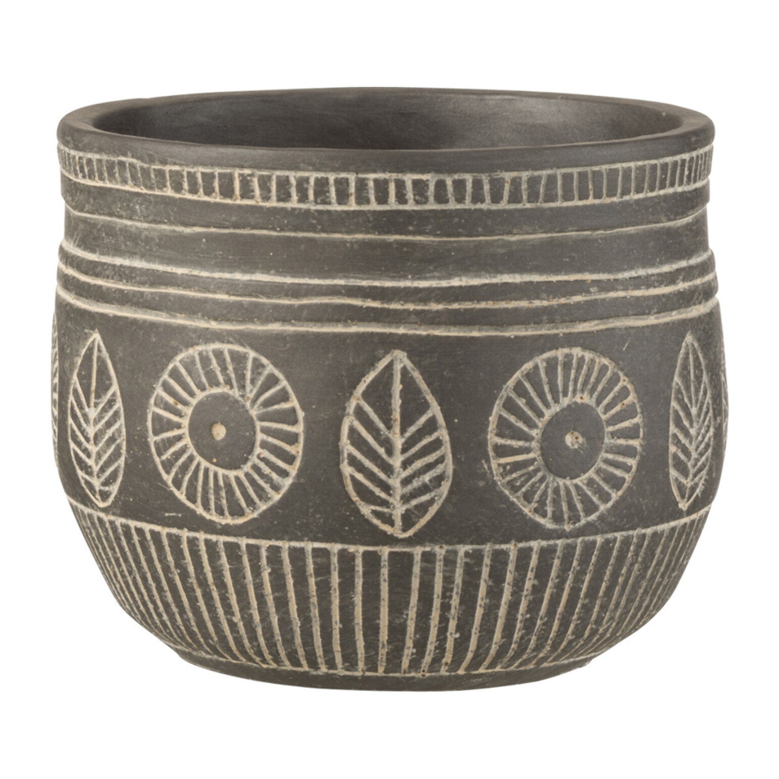 J-Line cachepot Fresque - ciment - gris - medium -  Ø 18.00 cm