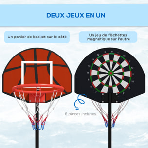 Support panier de basket-ball jeu de 6 fléchettes magnétiques 2 en 1