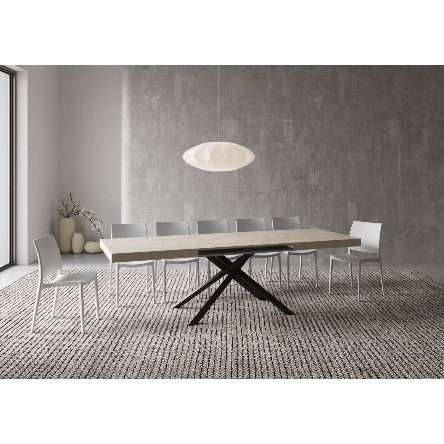 Table extensible 80x160/244 cm Karida cachemire pieds anthracite