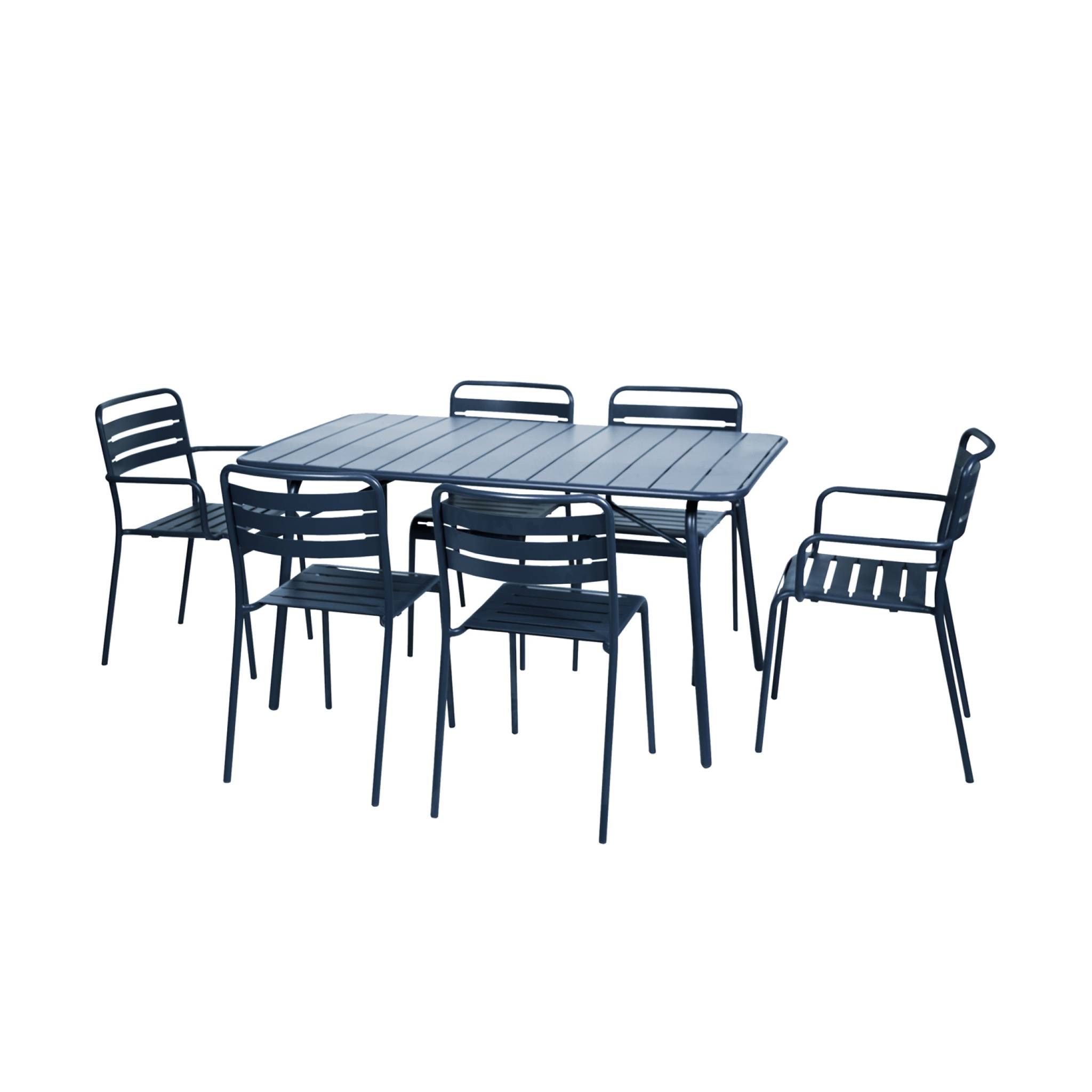 Table de jardin pliante métal + 6 assises AMÉLIA