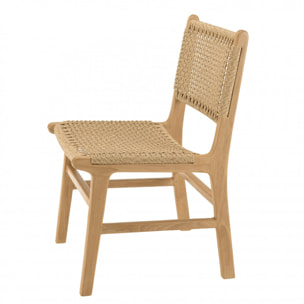 VALERIA - Lot de 2 chaises jardin teck naturel rotin synthétique beige